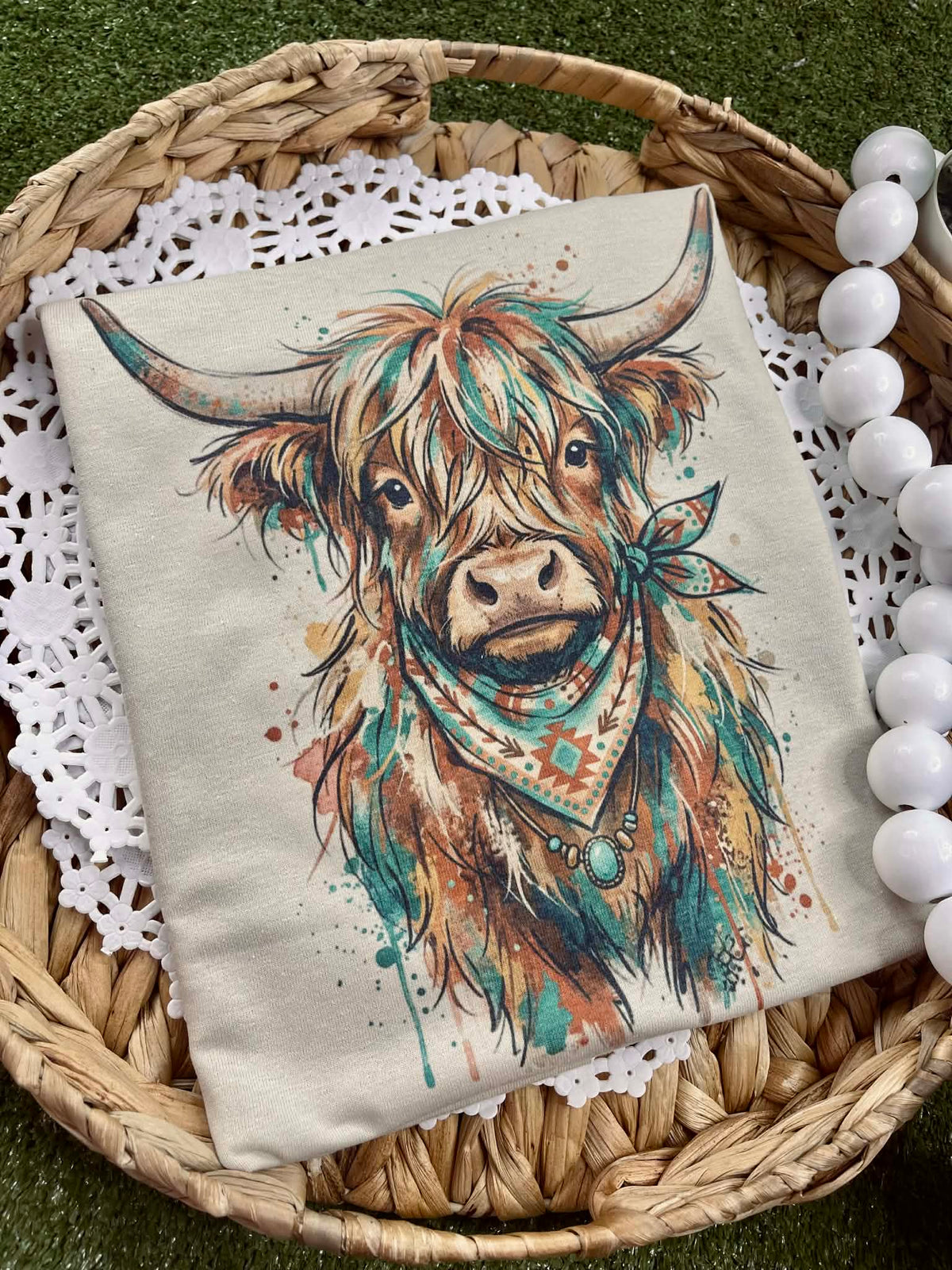 Rust and Turquoise Highland (Gildan Tee) - Pretty Petty Co