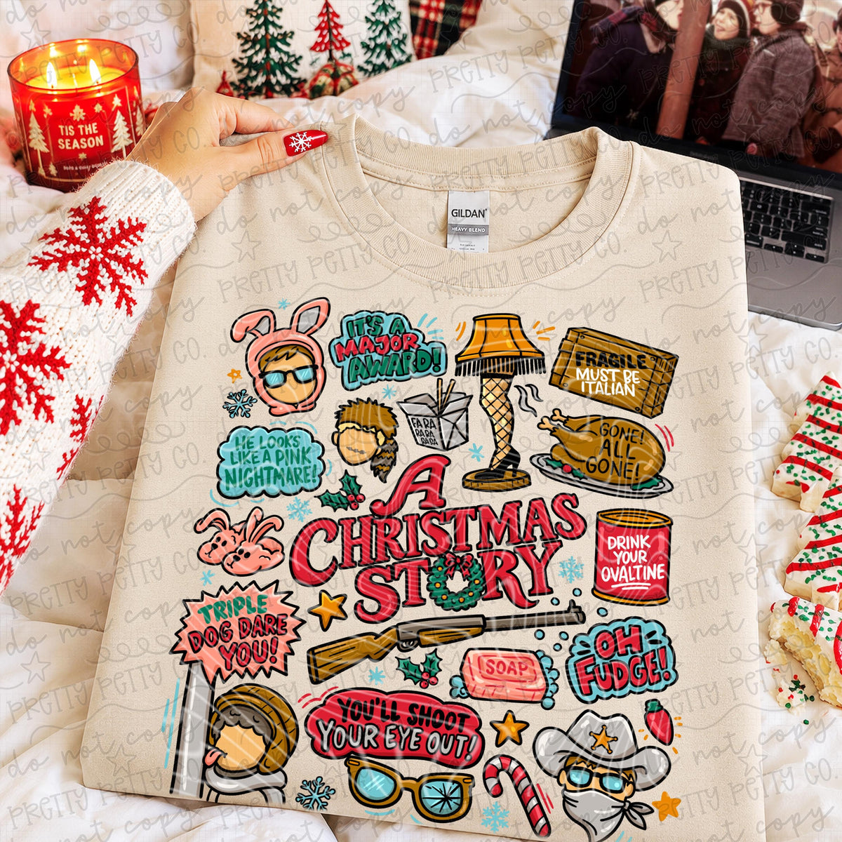 Retro Pink Bunny Christmas Graphic Tee | Nostalgic Holiday Movie Shirt