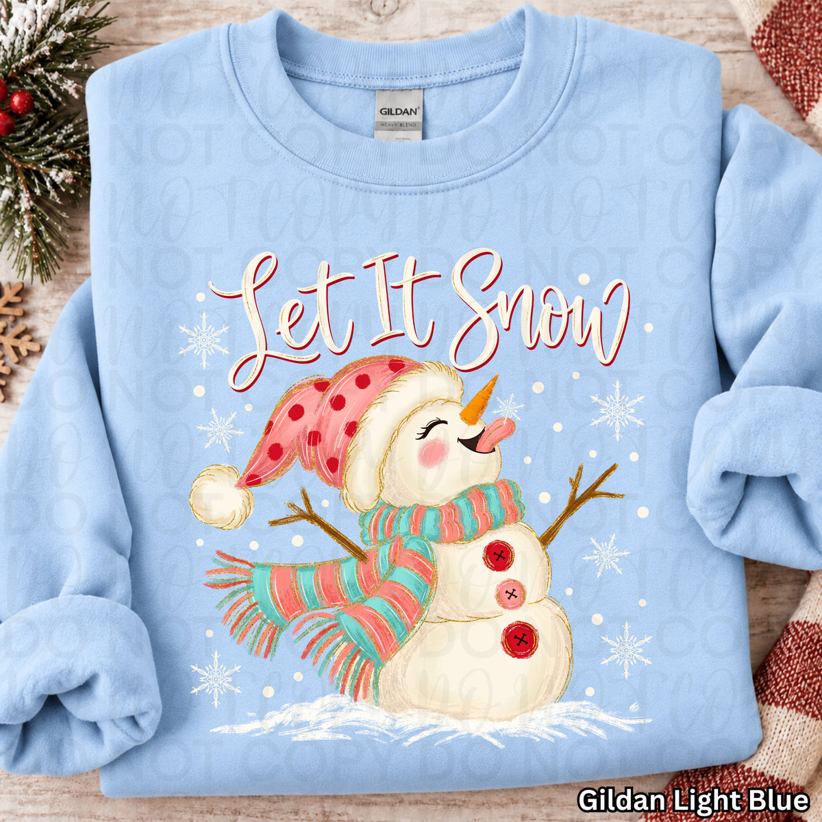 Let It Snow Snowman Christmas Sweatshirt, Cute Snowman Shirt, Pink Christmas Sweatshirt, Winter Snowflake Shirt, Cozy Holiday Gift