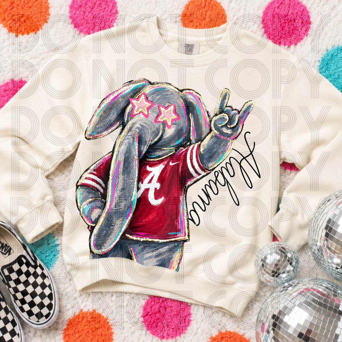 Rockin’ Delulu Mascots – Alabama Crimson Elephant Gameday Graphic Tee
