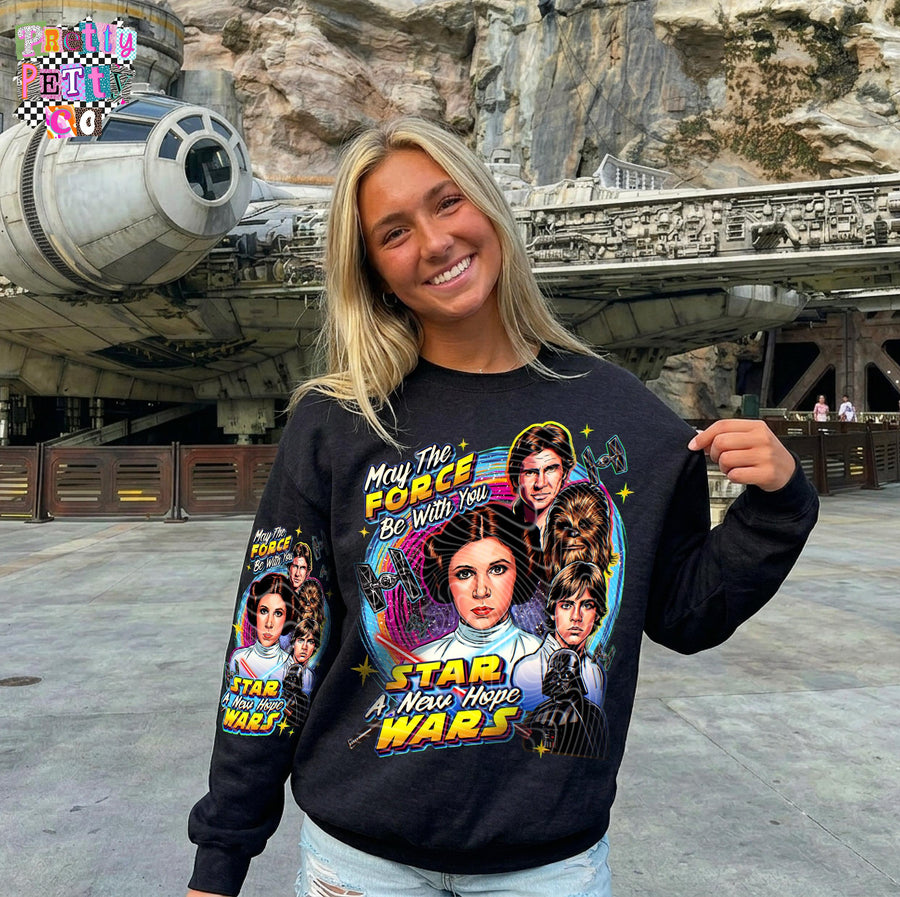 A New Hope Inspired Space Saga Graphic Tee, Retro Galactic Adventure Shirt, Sci-Fi Fan Apparel, Gildan, Youth & Adult Sizing - Pretty Petty Co