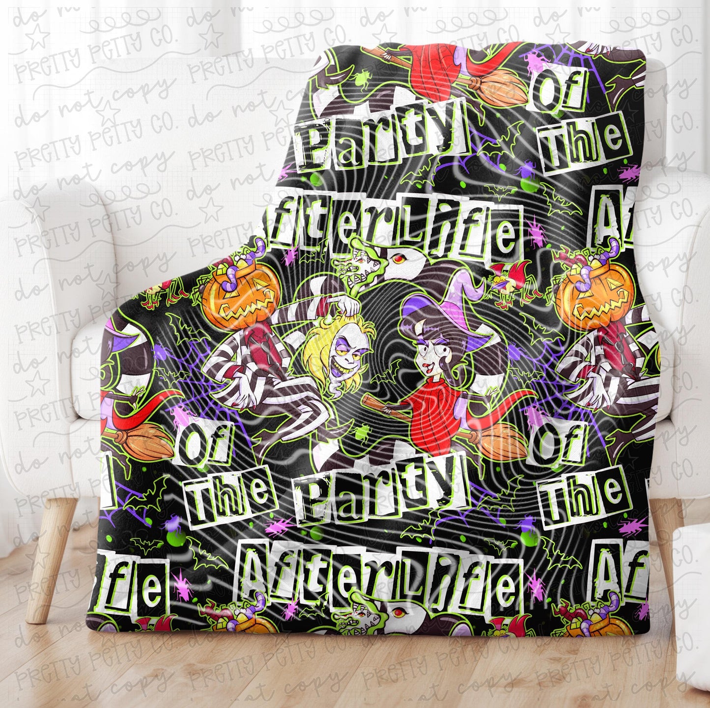 Afterlife of the Party 50x60 Spooky Blanket | Gothic Horror Throw Blanket | Creepy Cute Cozy Decor