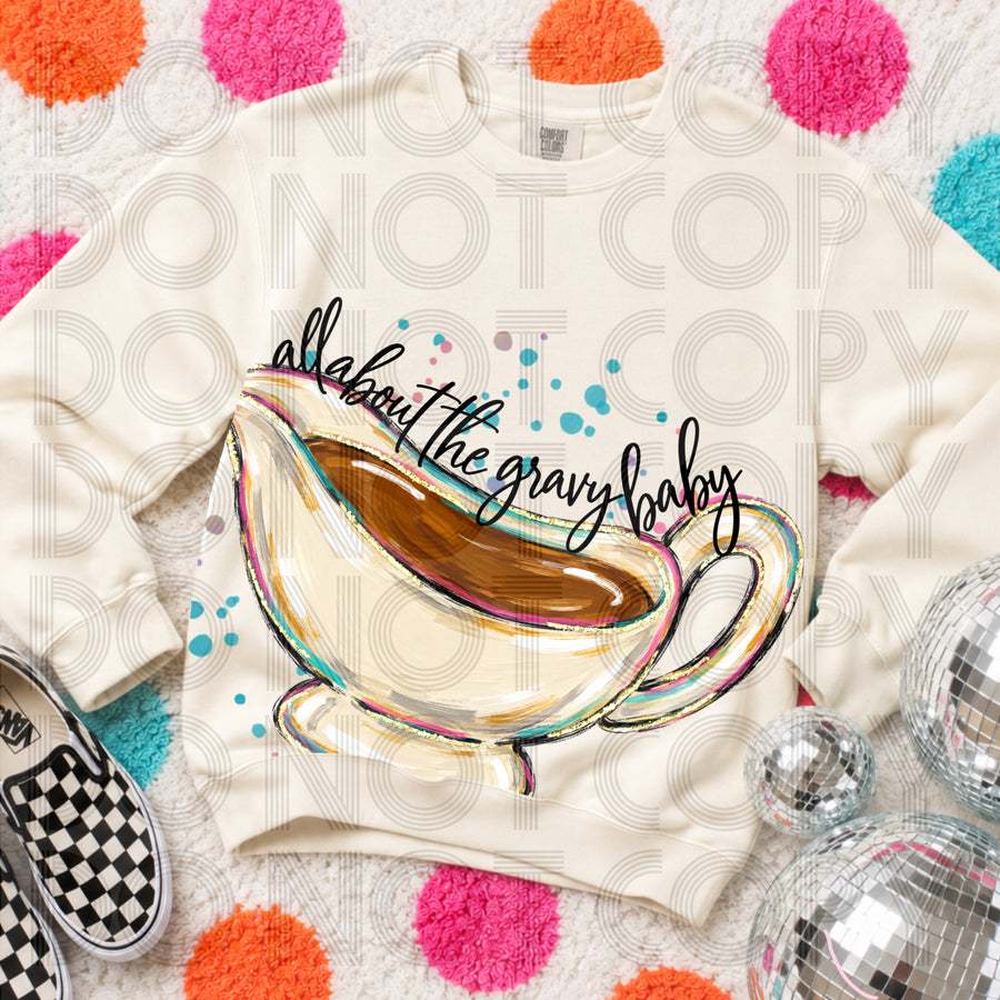 All About the Gravy Baby Thanksgiving Graphic Tee | Funny Holiday Shirt