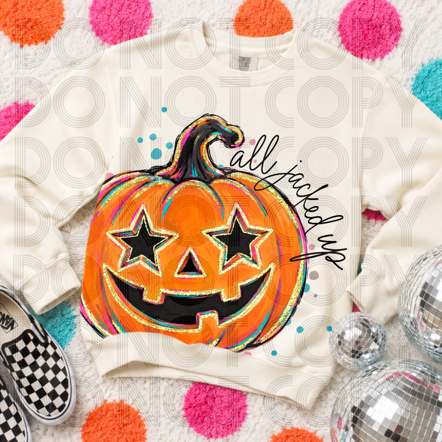 All Jacked Up Comfort Colors Halloween Graphic Tee | Jack O Lantern Pumpkin Shirt