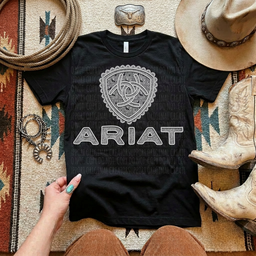 Ariat Inspired Western Shirt | Cowgirl Graphic Tee | Faux Lace Western Rodeo Apparel | Country Boutique Tee | Cowboy Style Shirt