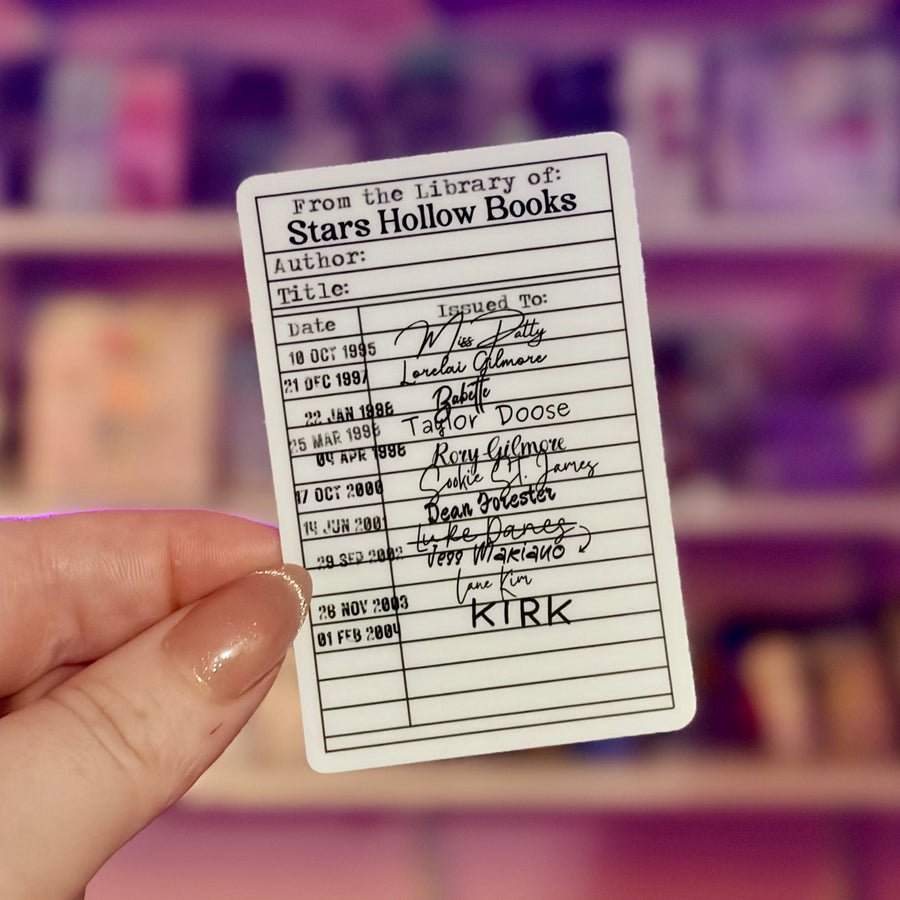 TV Show Inspired Borrow Card Sticker – Durable Waterproof Bookish Decal - Pretty Petty Co