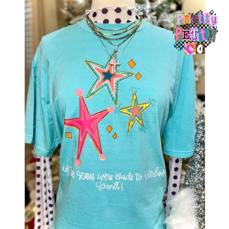 If the Stars Were Made to Worship Shirt – So Will I Christian Graphic Tee – Inspirational Faith Top - Pretty Petty Co