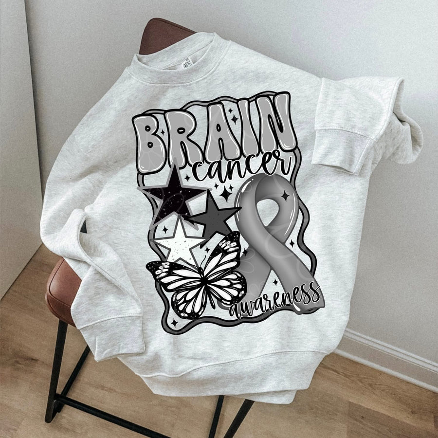 Brain Cancer Awareness Graphic Tee – Support & Advocacy Shirt – Unisex DTF Print – Kids & Adult Sizes - Pretty Petty Co