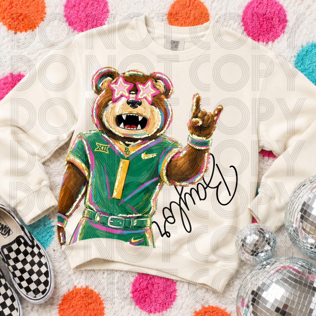 Rockin’ Delulu Mascots – Texas Green + Gold Bear Gameday Graphic Tee