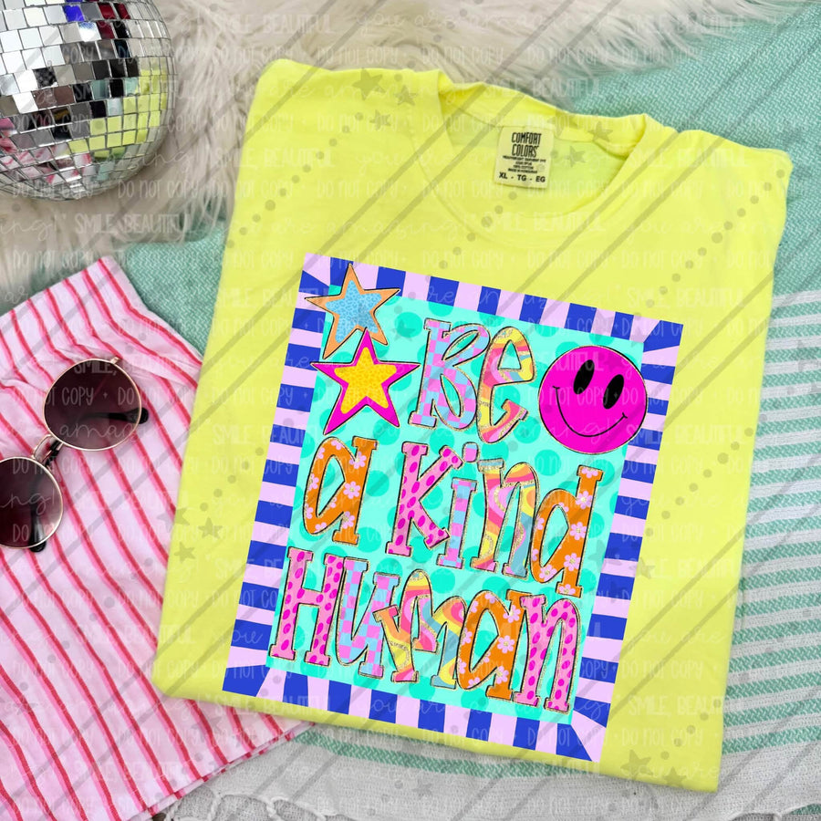 Be a Kind Human Shirt | Inspirational Kindness Graphic Tee | Positive Quote Shirt | Uplifting Apparel | Kindness Gift