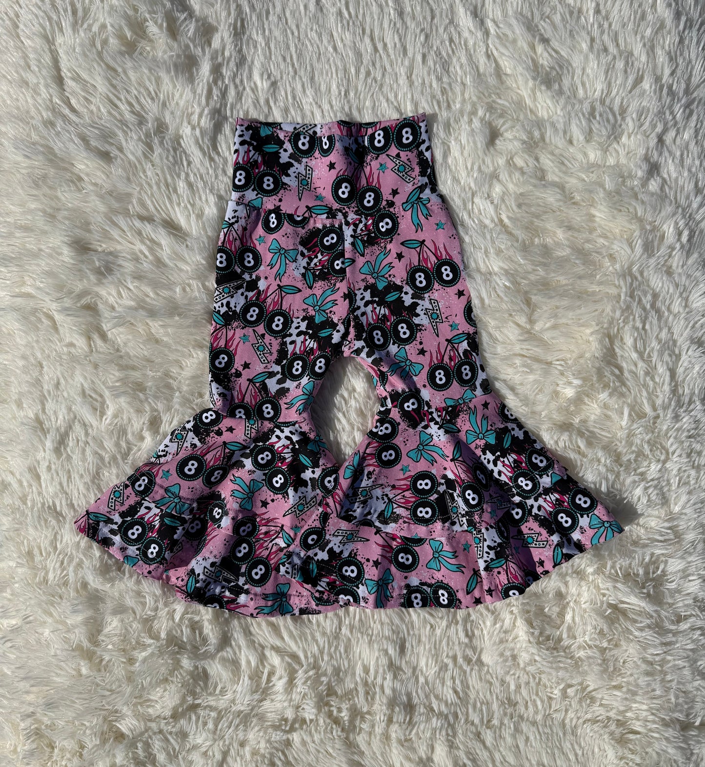 Cherry Western Double Bell Bottoms