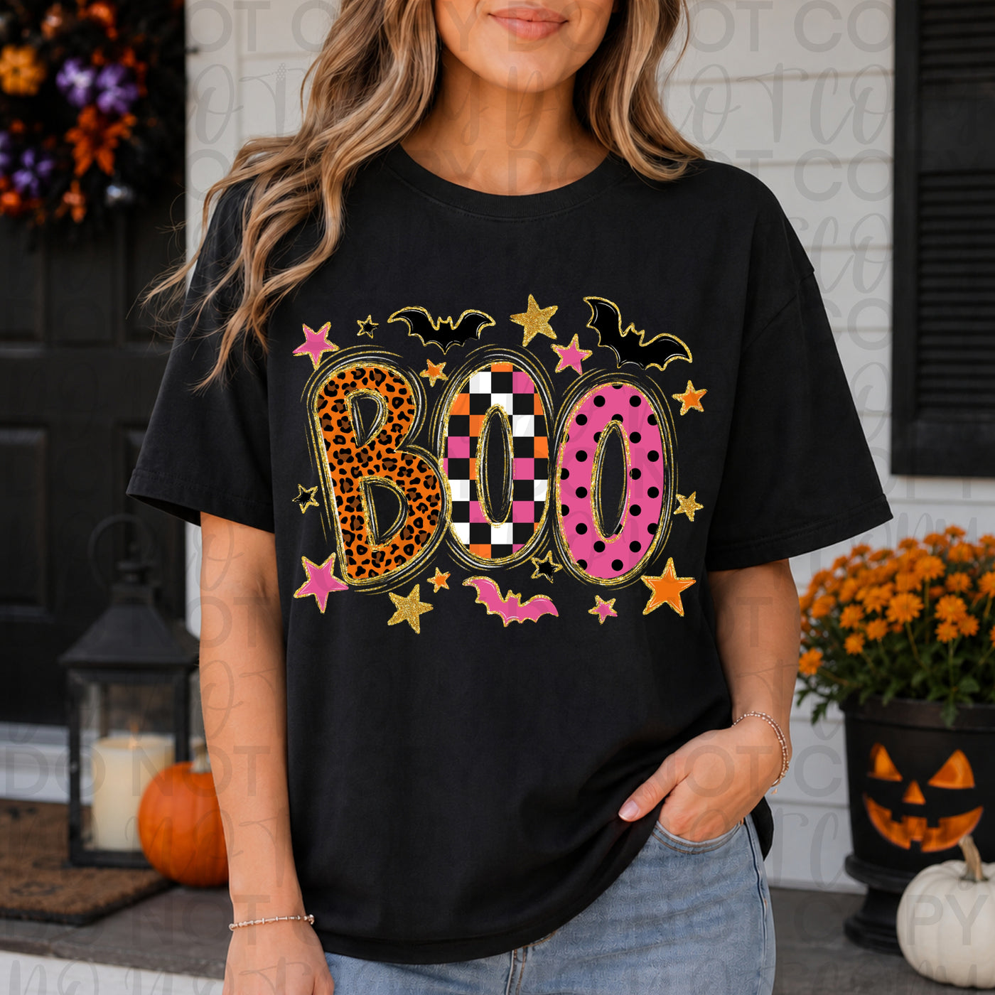 BOO Pink Leopard Halloween Graphic Tee | Cute Spooky Shirt