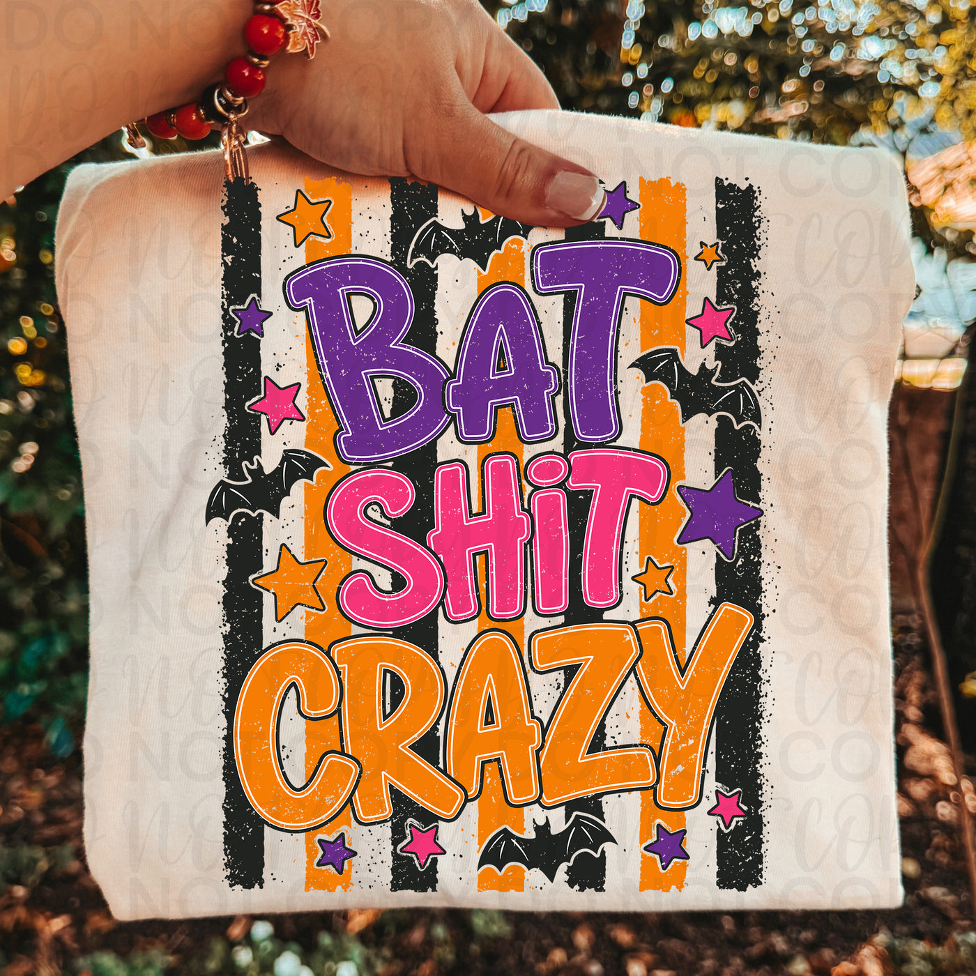Bat Shit Crazy Halloween Graphic Tee | Funny Bat Halloween Shirt | Colorful Spooky Season Tee