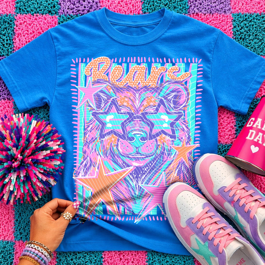 Bears Preppy Mascot Shirt, Bright Color Collegiate Graphic Tee, Cute School Spirit Inspired Soft Style Tee for Women and Kids - Pretty Petty Co