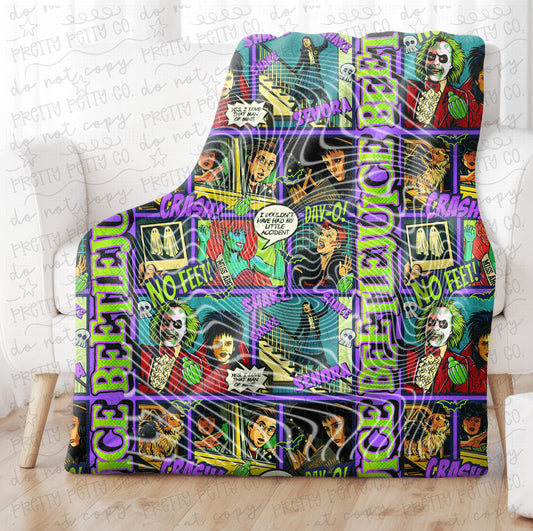 BJ Inspired 50x60 Spooky Blanket | Strange & Unusual Gothic Throw | Retro Horror Cozy Decor