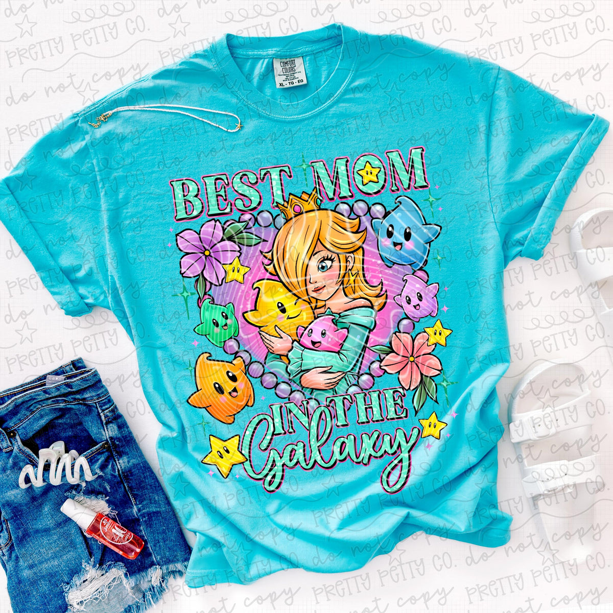 Best Mom in the Galaxy Princess Shirt, Vintage Space Mom Graphic Tee, Cosmic Princess Mom Life T-Shirt, Cute Galaxy Inspired Shirt for Women and Kids - Pretty Petty Co