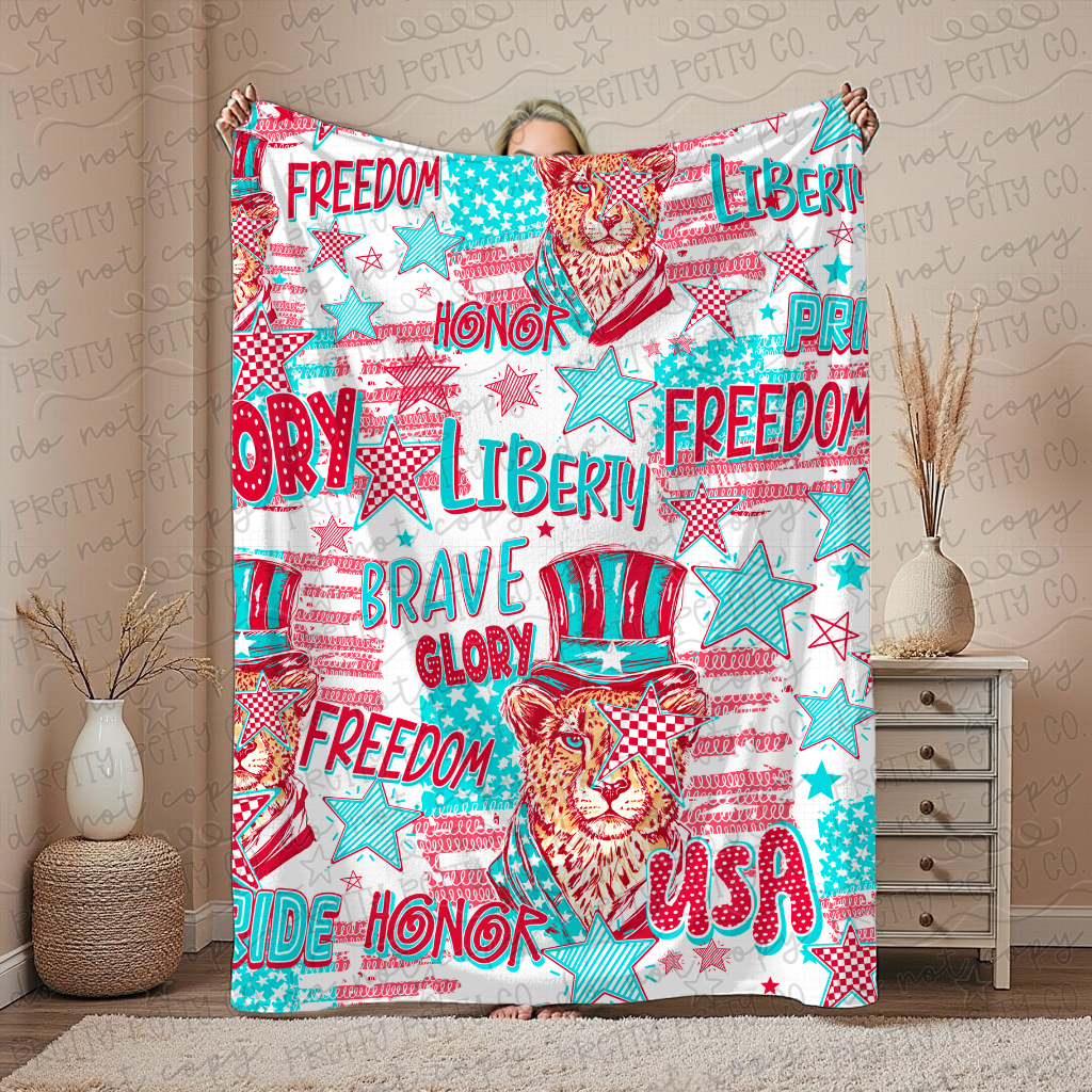 Freedom Patriotic Blanket – 50x60” USA Flag Cozy Throw | 4th of July, Memorial Day, Veterans Gift | Boutique Blanket