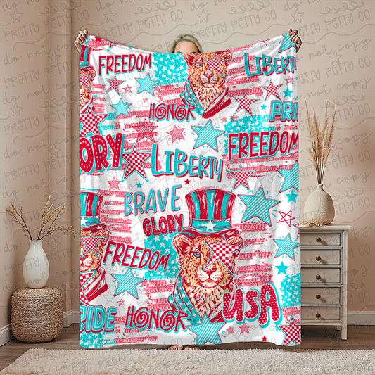 Freedom Patriotic Blanket – 50x60” USA Flag Cozy Throw | 4th of July, Memorial Day, Veterans Gift | Boutique Blanket