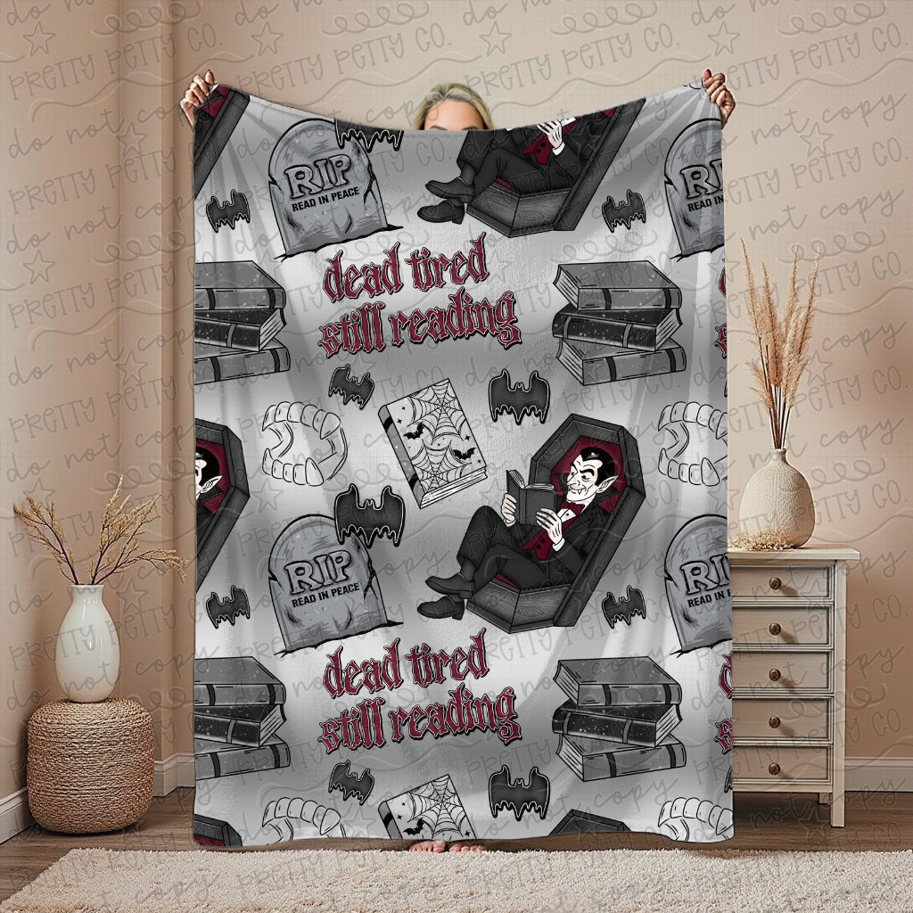 Dead Tired Still Reading Blanket – 50x60” Cozy Throw for Teens & Adults | Funny Book Lover Boutique Blanket