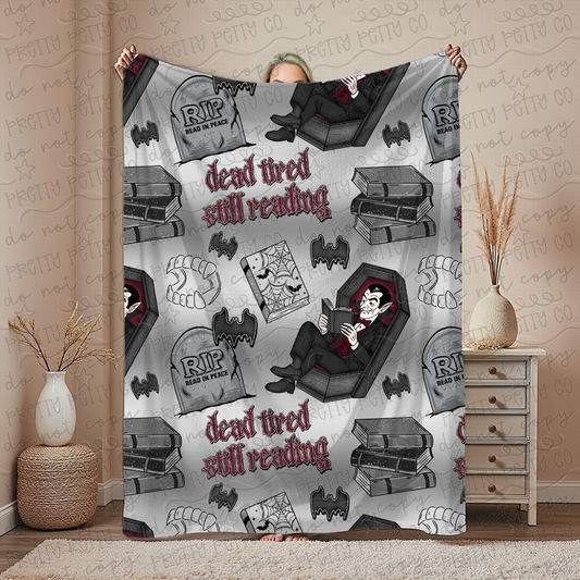 Dead Tired Still Reading Blanket – 50x60” Cozy Throw for Teens & Adults | Funny Book Lover Boutique Blanket