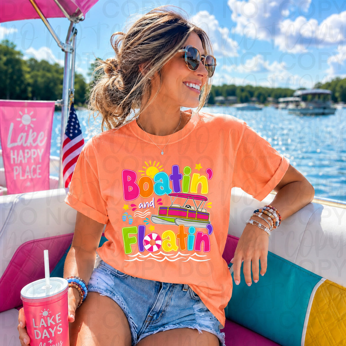 Boatin’ and Floatin’ Graphic Tee – Comfort Colors Lake Life Shirt, Summer Vacation Boat Day T-Shirt - Pretty Petty Co