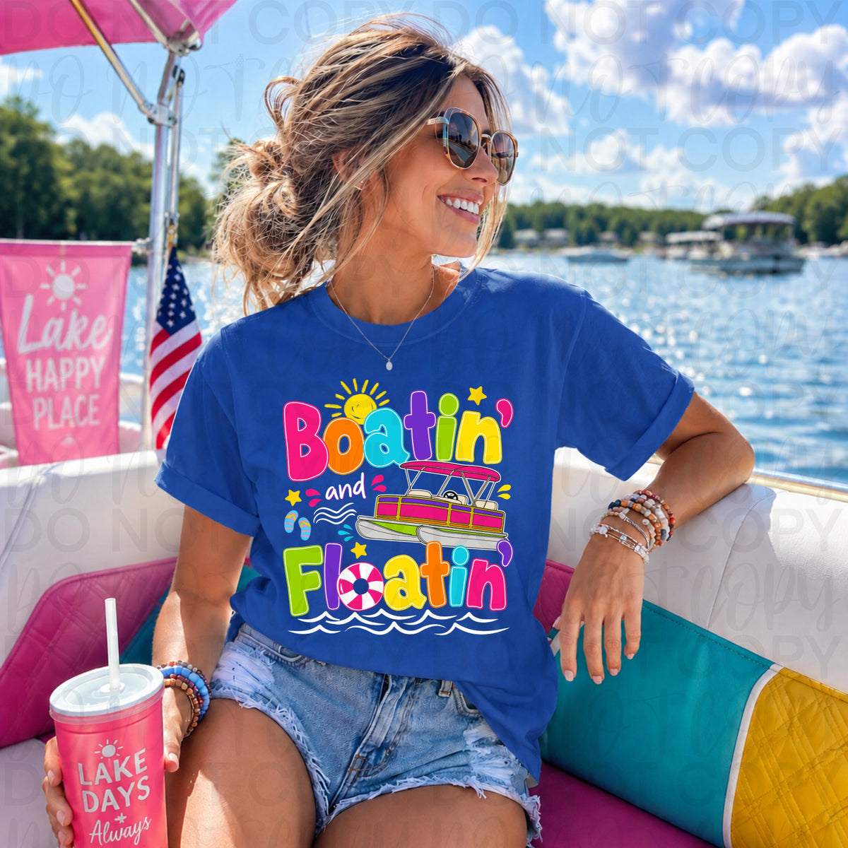 Boatin’ and Floatin’ Graphic Tee – Comfort Colors Lake Life Shirt, Summer Vacation Boat Day T-Shirt - Pretty Petty Co