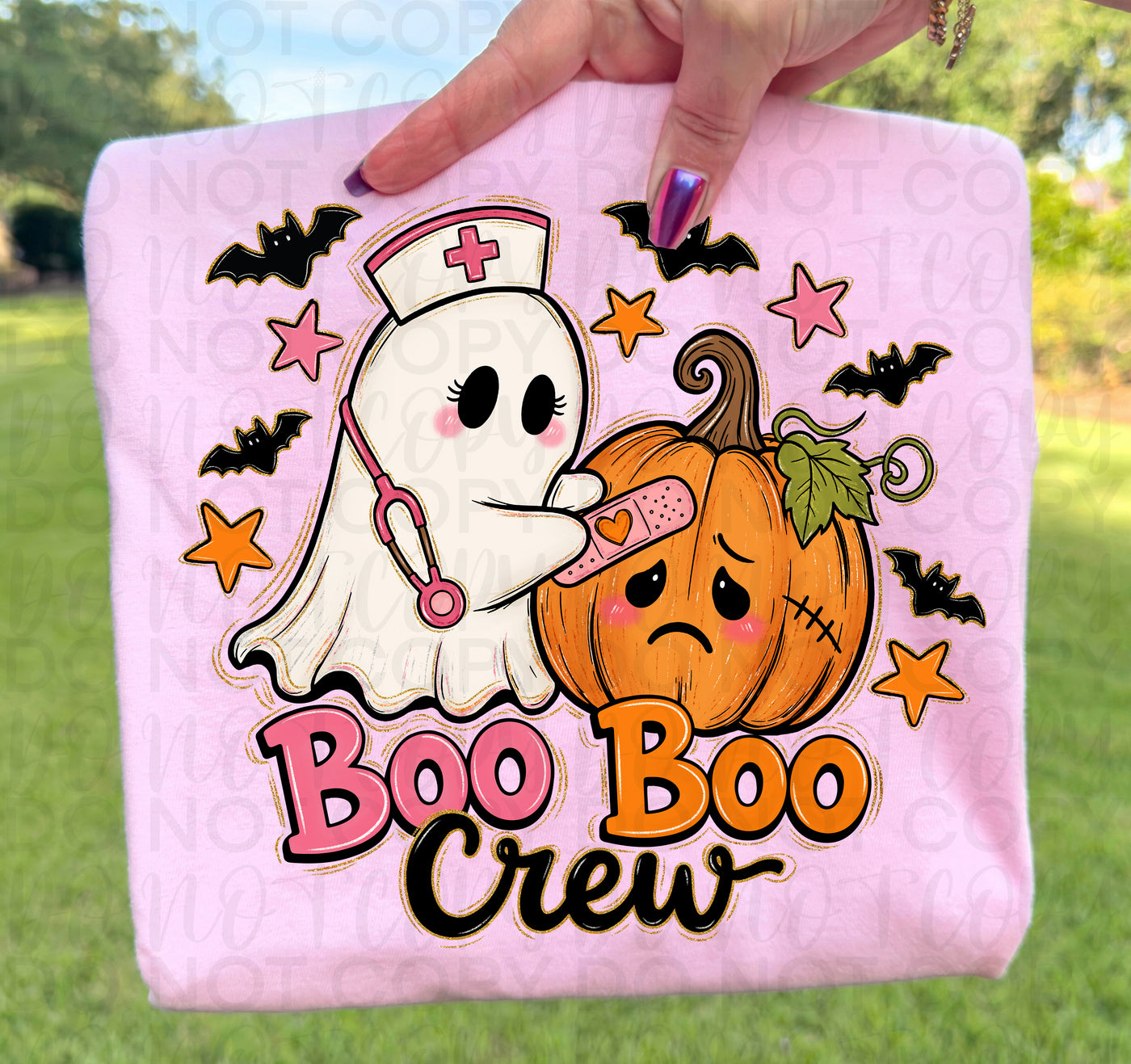 Boo Boo Crew Nurse Halloween Graphic Tee – Cute Ghost Pumpkin Shirt