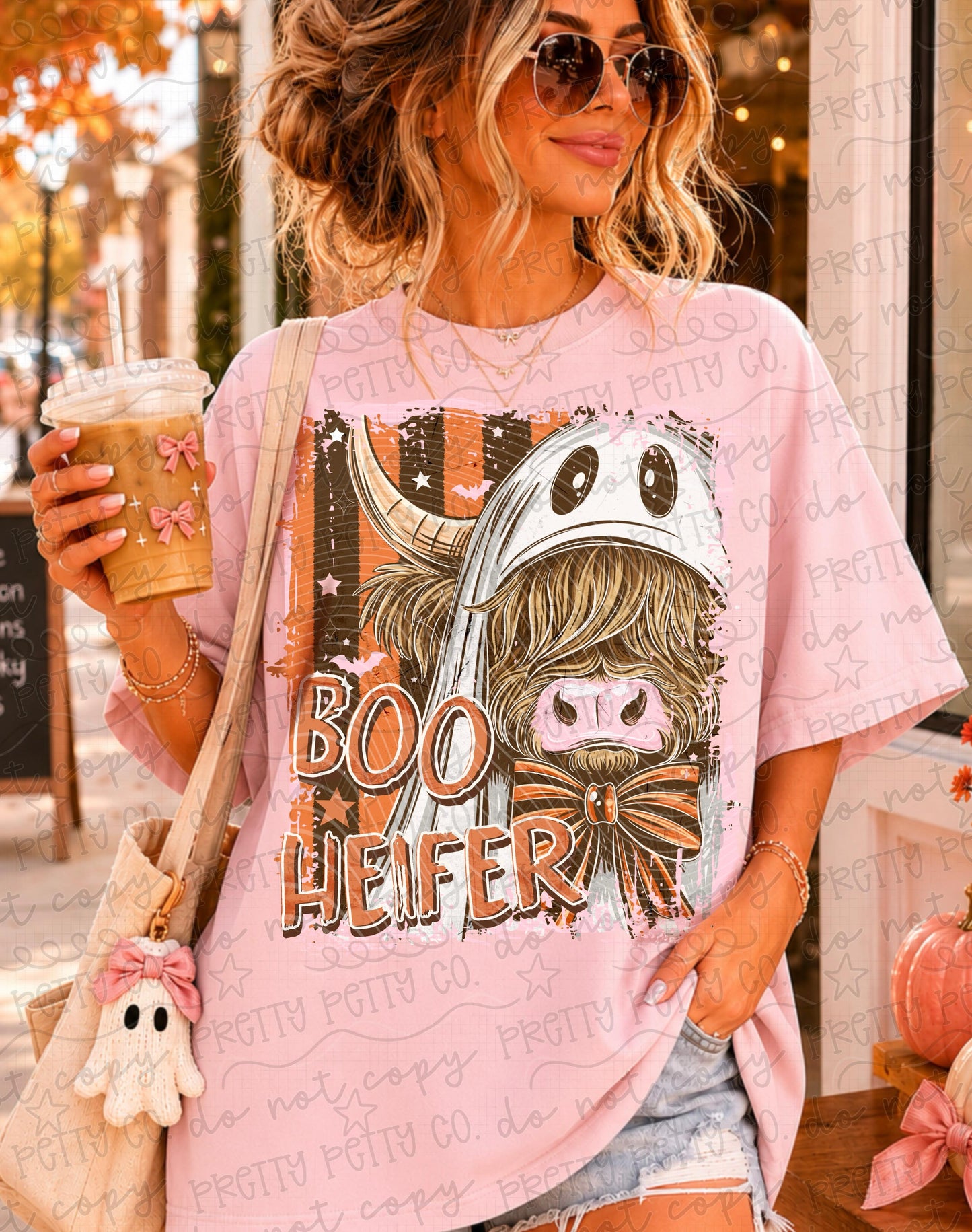 Boo Heifer Halloween Highland Cow Shirt | Funny Ghost Cow Graphic Tee