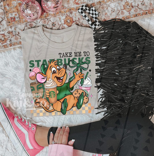 Take Me To Starbucks Graphic Tee | Coffee Lover Shirt | Cute Coffee Graphic Tee | Trendy Comfort Colors Shirt | Funny Caffeine Lover Tee