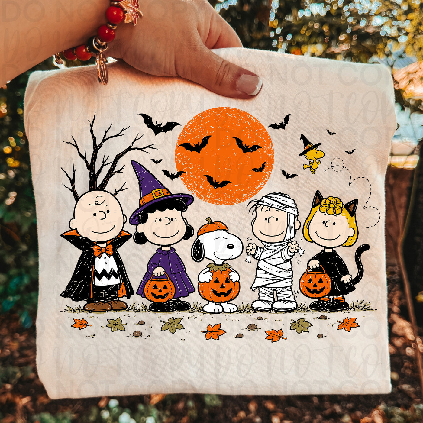 Retro Halloween Friends Trick or Treat Graphic Tee | Cute Spooky Cartoon Fall Shirt | Halloween Costume T-Shirt