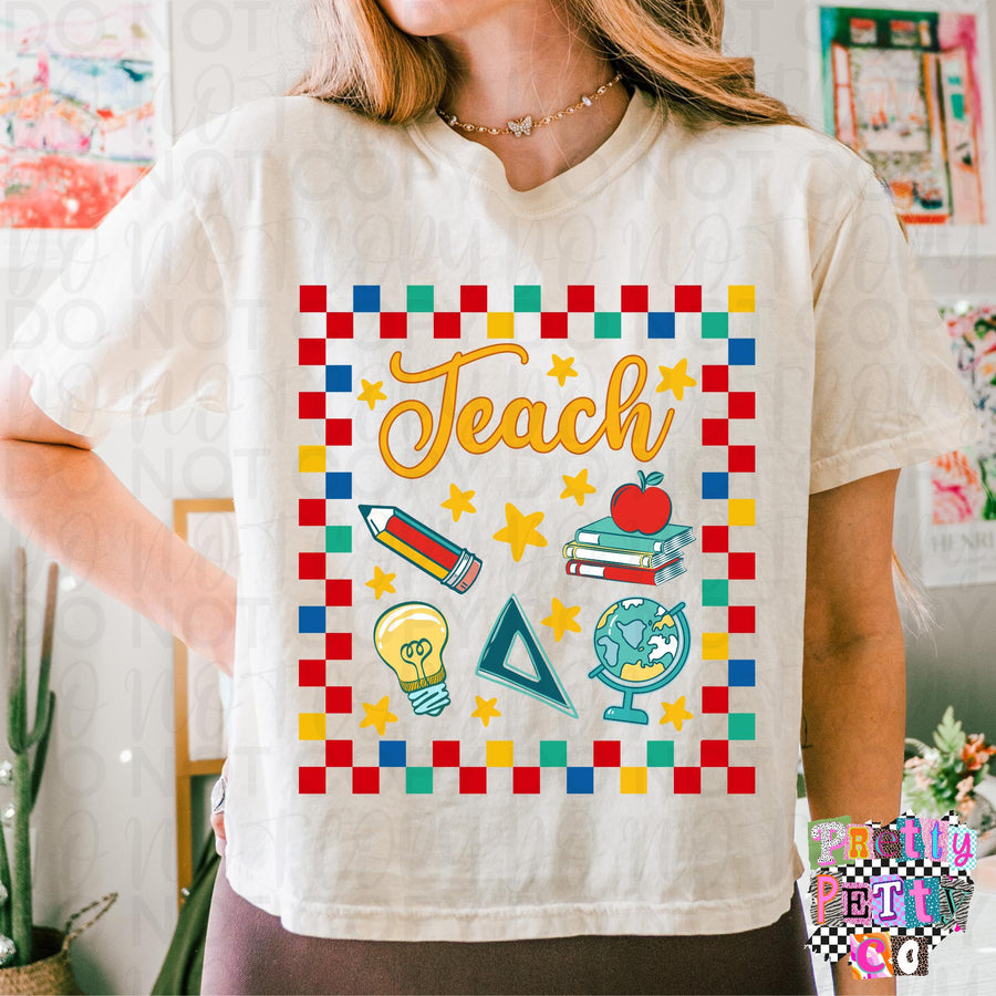 Teacher Design T-Shirt – Cute Teacher Graphic Tee, Fun Classroom-Inspired Boutique Shirt for Women, Playful Everyday Top - Pretty Petty Co