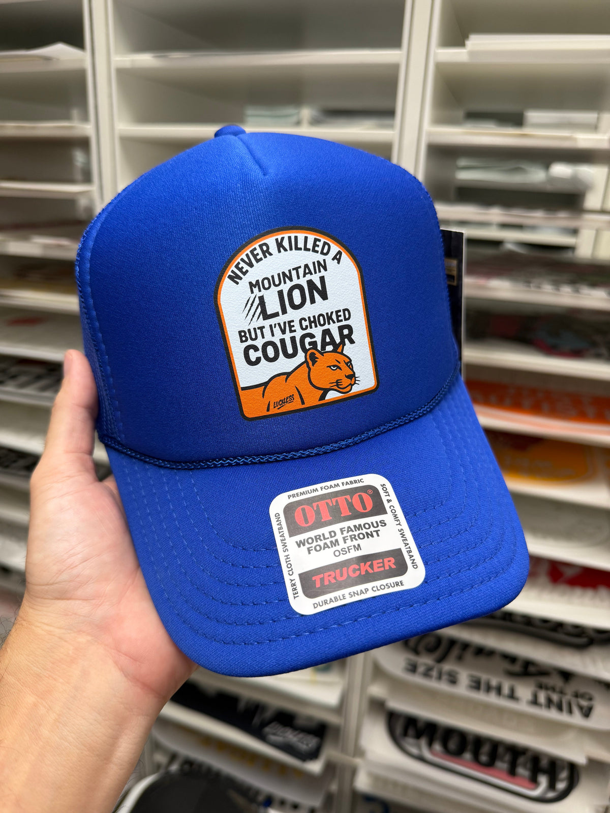 Never Killed A Mountain Lion But I've Choked A Cougar Trucker Hat - Pretty Petty Co