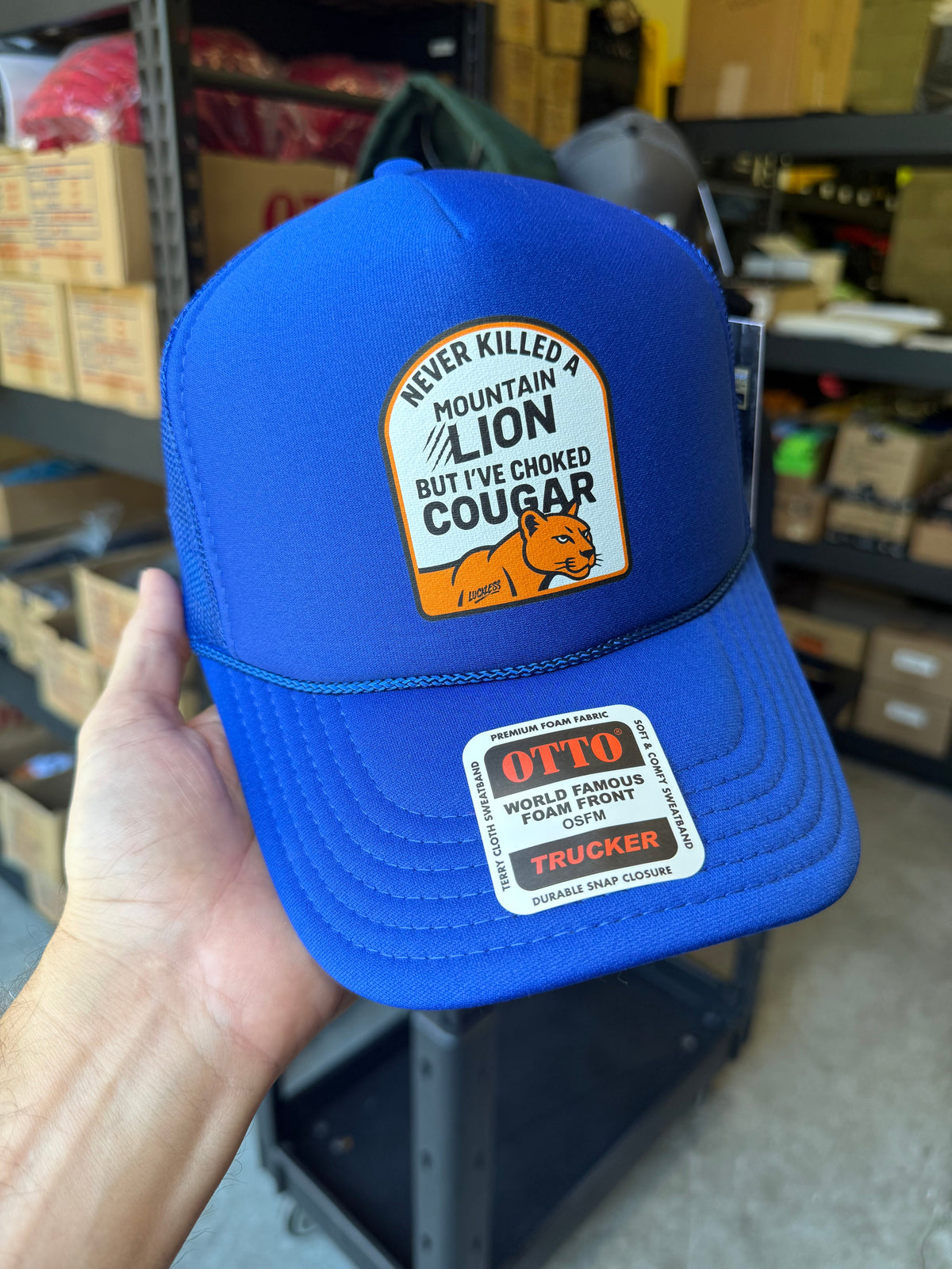 Never Killed A Mountain Lion But I've Choked A Cougar Trucker Hat - Pretty Petty Co