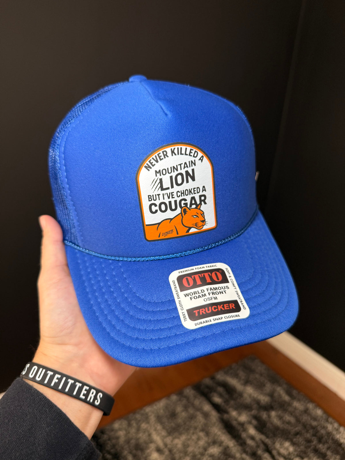 Never Killed A Mountain Lion But I've Choked A Cougar Trucker Hat - Pretty Petty Co