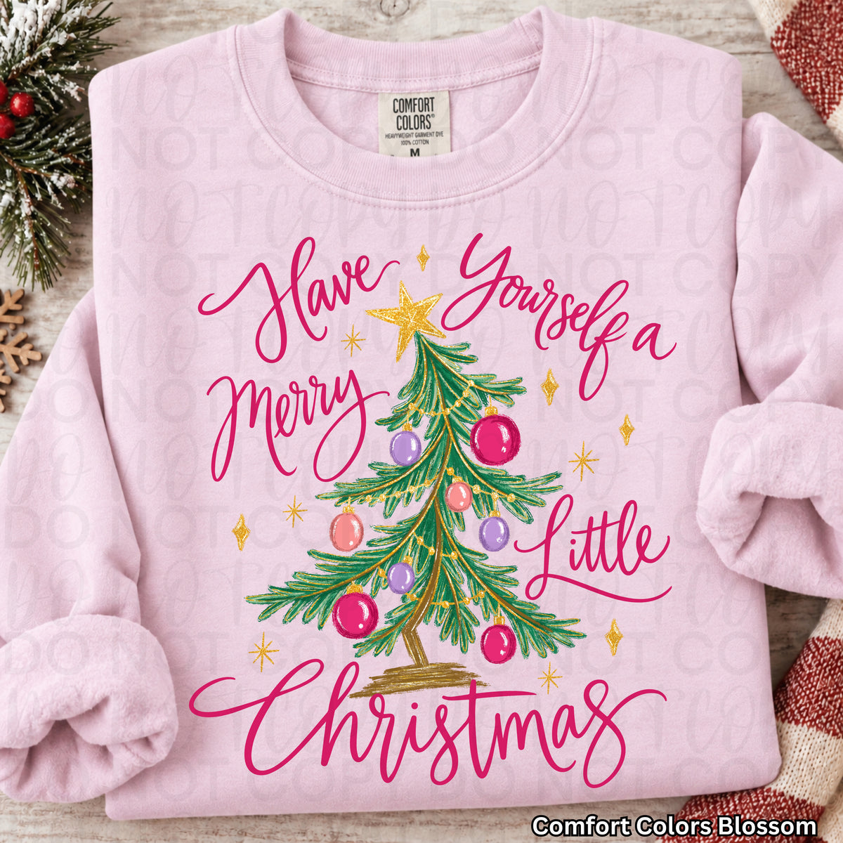 Have Yourself a Merry Little Christmas Graphic Tee or Sweatshirt | Pink Christmas Tree Shirt | Comfort Colors Christmas Apparel