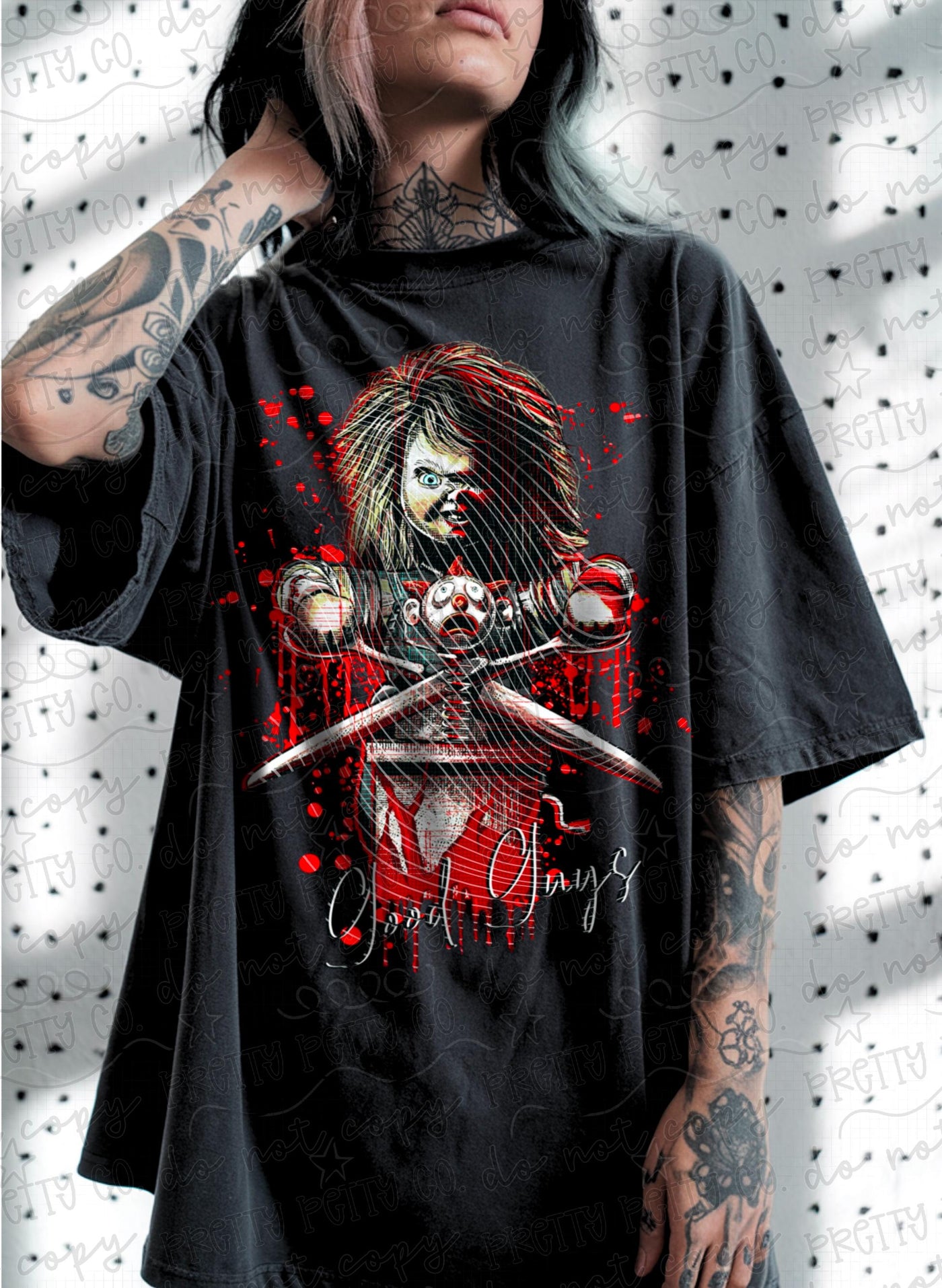 Killer Doll Horror Graphic Tee | Creepy Doll Halloween Shirt | Bloody Spooky Season Tee