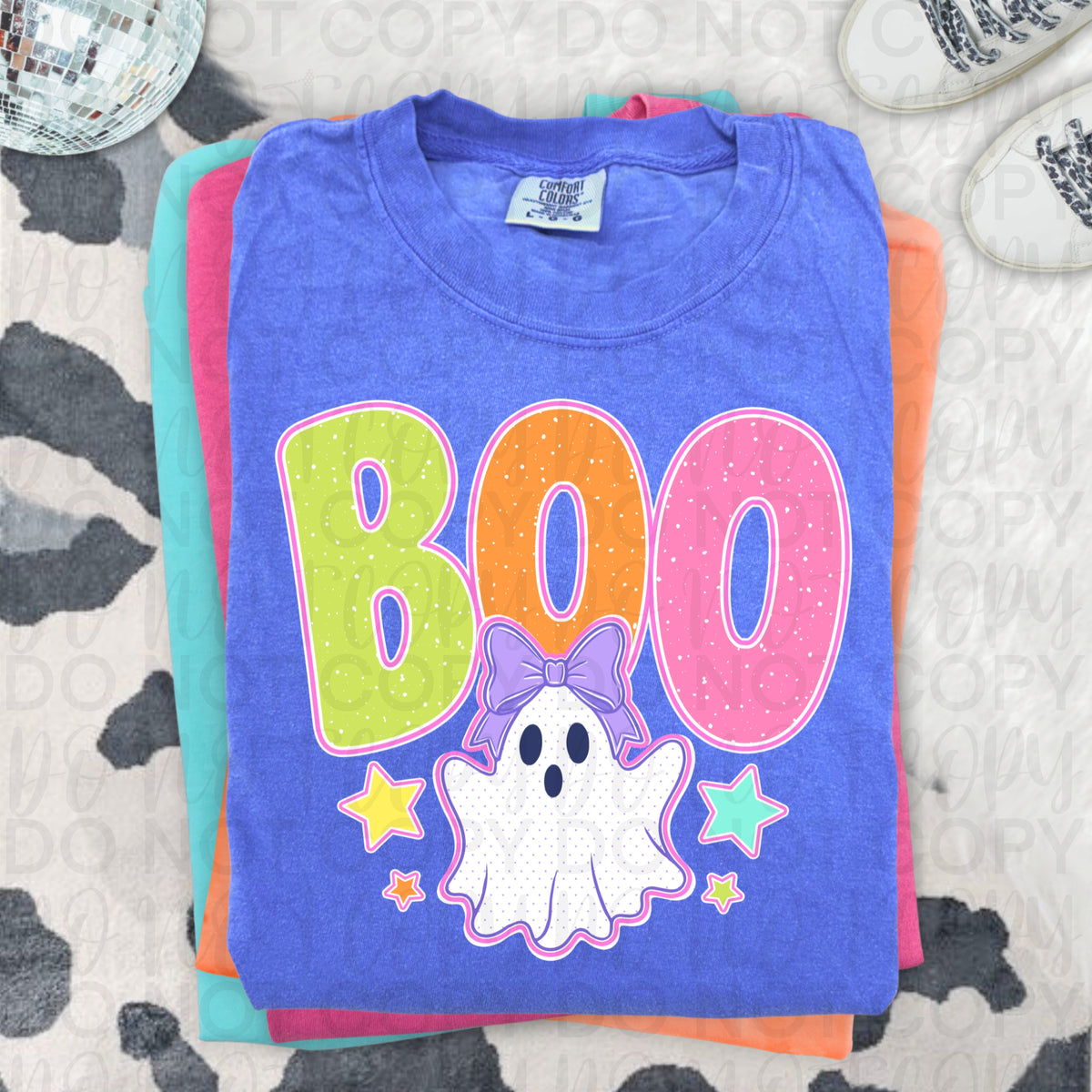 Boo Ghost Halloween Shirt | Cute Colorful Ghost Graphic Tee | Trendy Spooky Season T-Shirt | Retro Halloween Fall Apparel