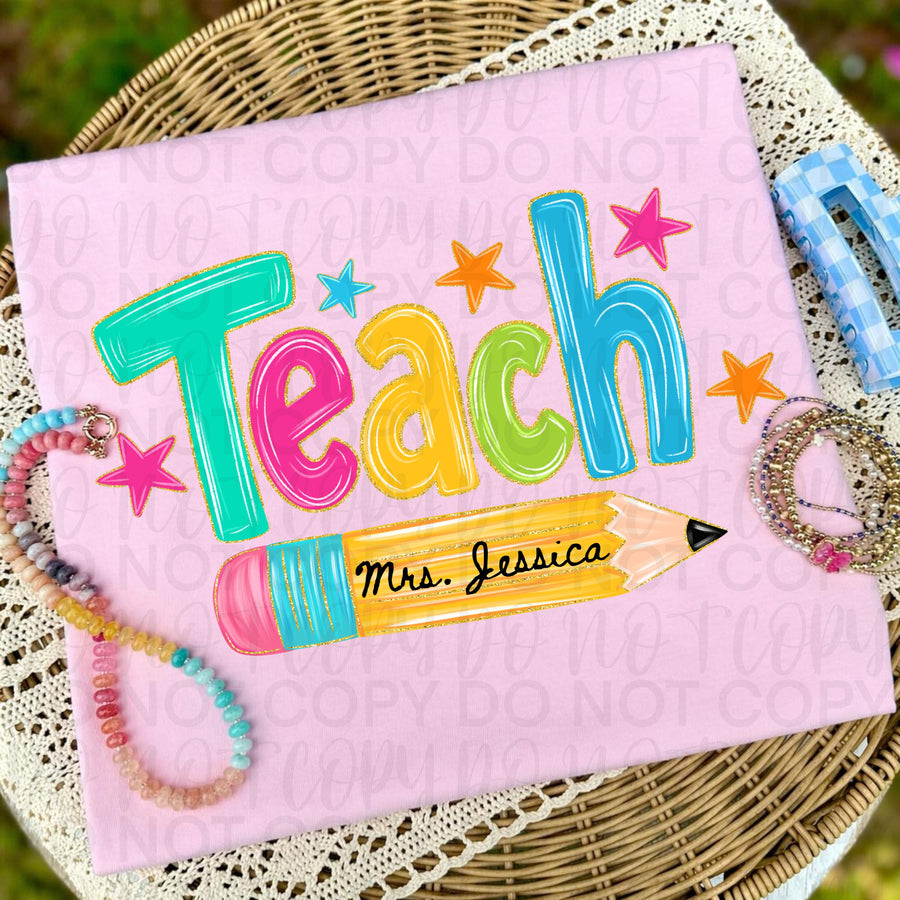 Personalized Teacher Shirt with Name | Custom Comfort Colors Teacher Tee | Back to School Gift