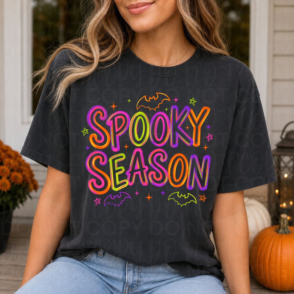 Colorful Spooky Season Shirt | Retro Halloween Graphic Tee | Bright Neon Spooky Season T-Shirt | Cute Fall Halloween Apparel
