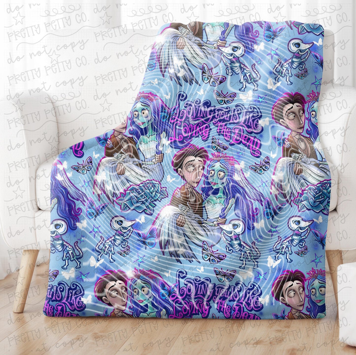 Ghostly Bride 50x60 Spooky Blanket | Dark Whimsy Gothic Throw | Creepy Cute Cozy Decor