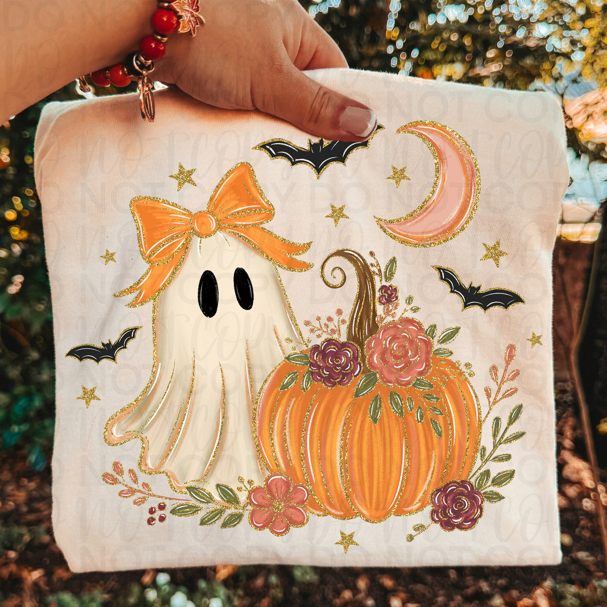 Cute Ghost & Floral Pumpkin Halloween Shirt | Girly Ghost Pumpkin Graphic Tee | Cozy Fall Halloween T-Shirt | Trendy Autumn Apparel