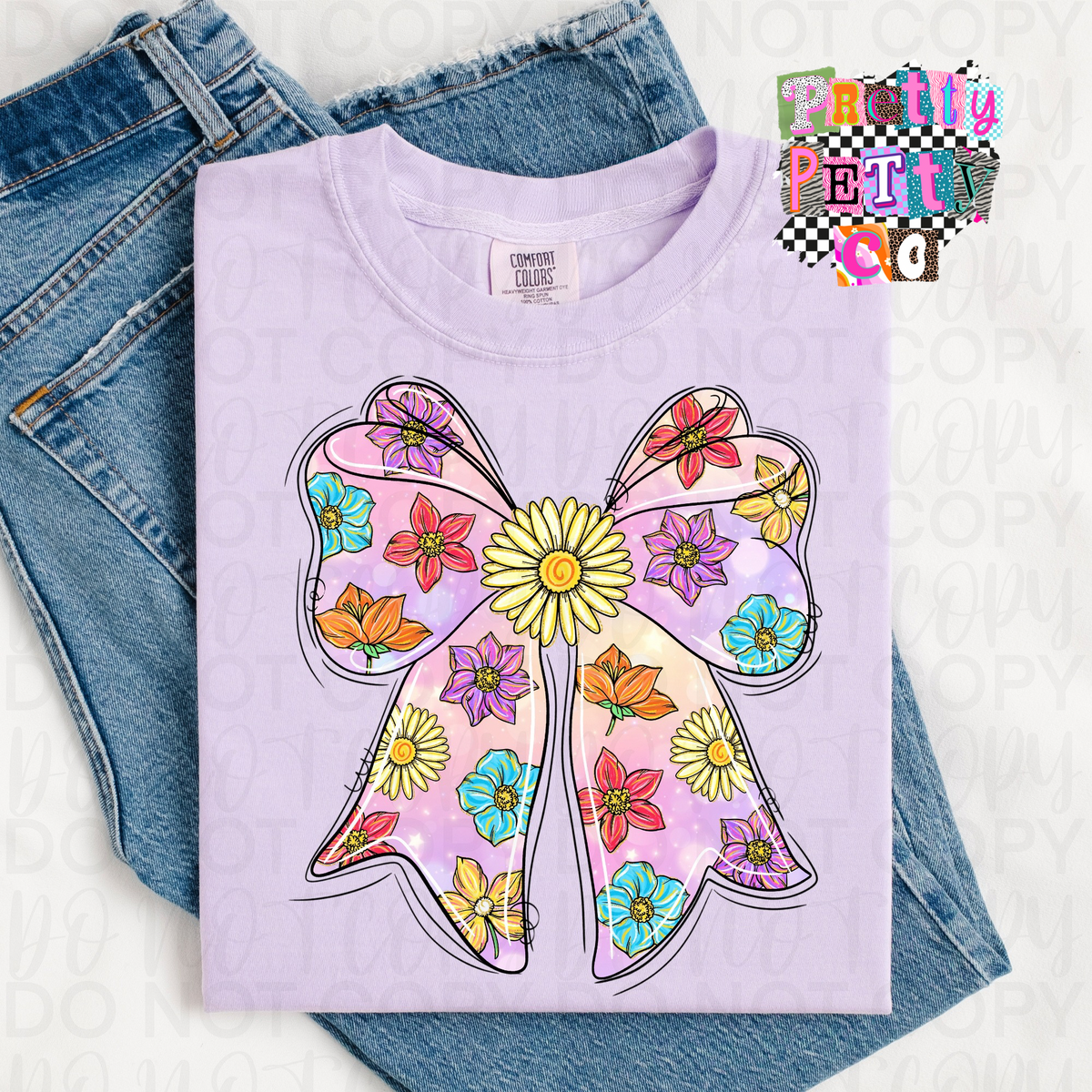 Spring Floral Bow Shirt | Coquette Girly Graphic Tee | Adult & Kids - Pretty Petty Co