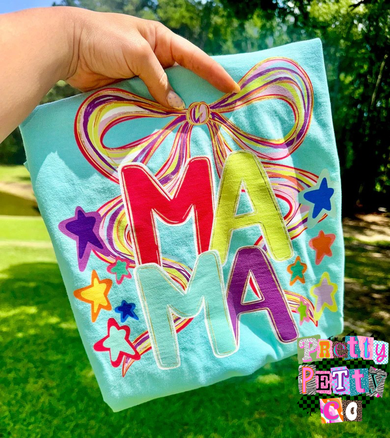 Mama Coquette Bow Shirt – Colorful Graphic Tee – Cute Boutique Style Top - Pretty Petty Co