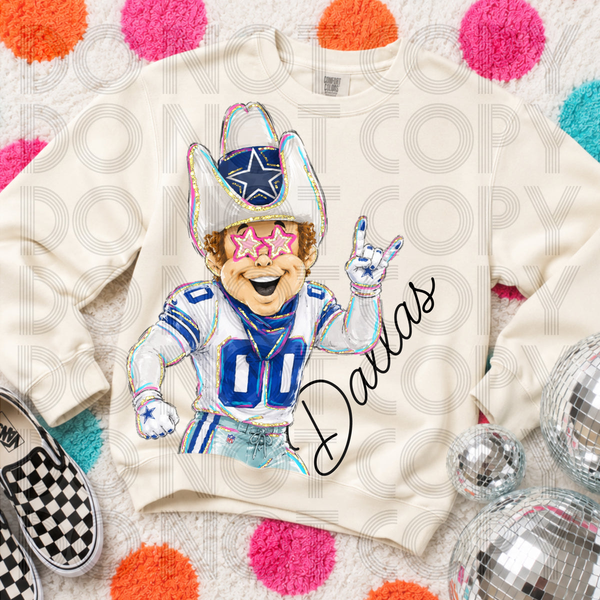 Rockin’ Delulu Mascots – Dallas Blue + Silver Cowboy Gameday Graphic Tee