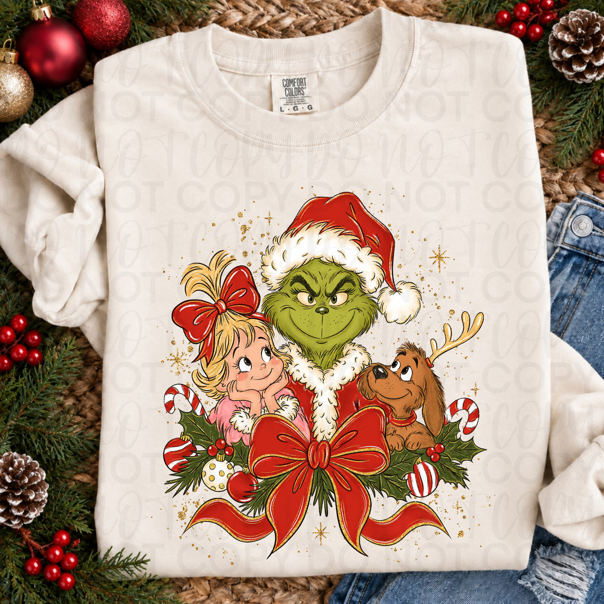 Grinch Christmas Sweatshirt, Cute Grinch Girl Shirt, Christmas Bow Sweatshirt, Grinch Reindeer Shirt, Whimsical Holiday Top, Christmas Gift