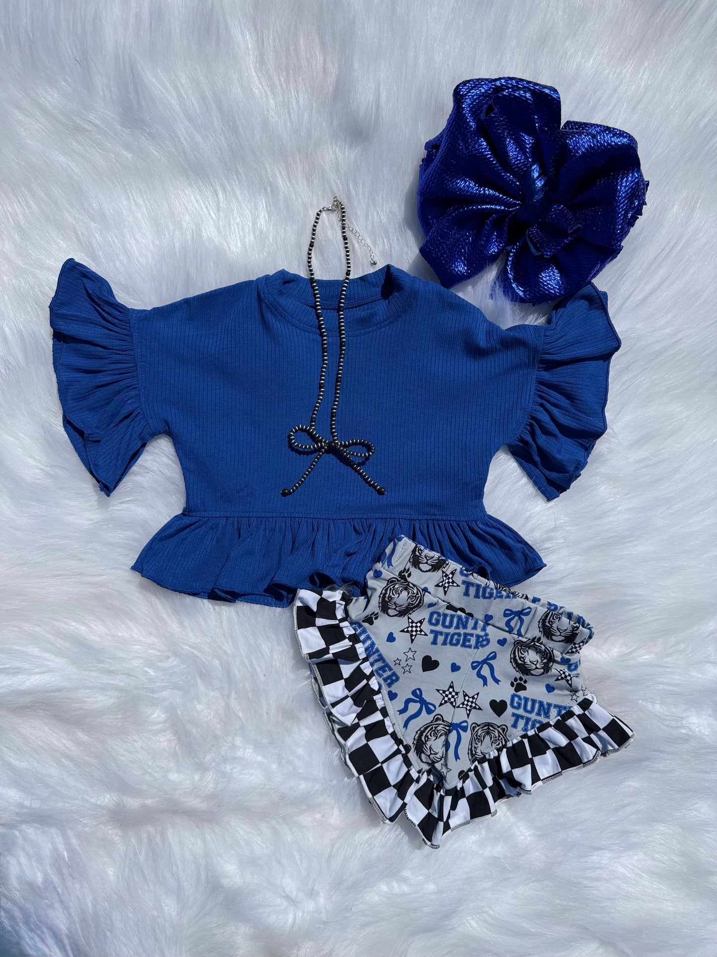 Cobalt Blue Ruffled Top (FINAL SALE)