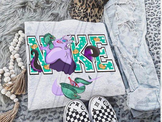 Sea Witch Graphic Tee – Tentacle Villain Swoosh Shirt – Gildan Adult & Youth Unisex – DTF Printed Fantasy Tee