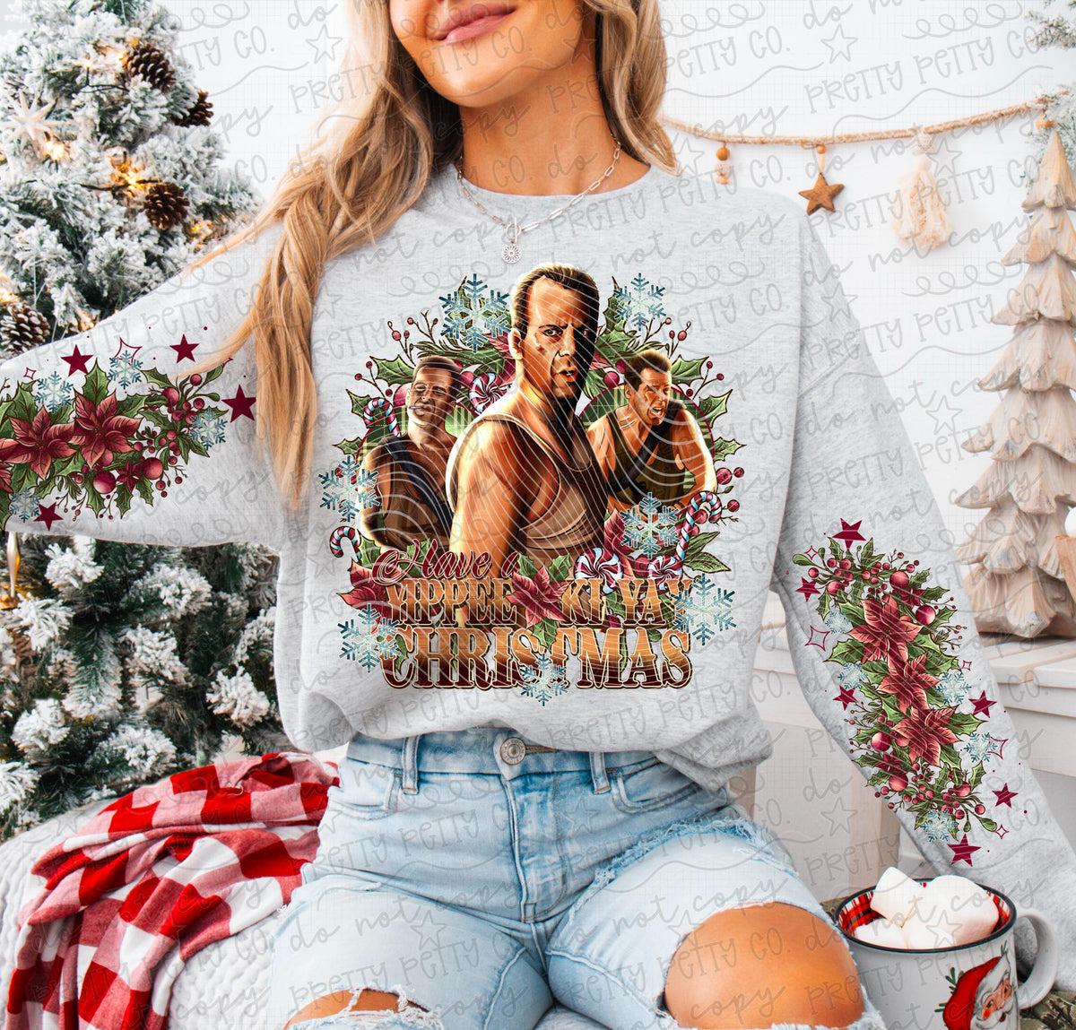 Have a Yippee Ki Yay Christmas Retro Action Movie Sweatshirt