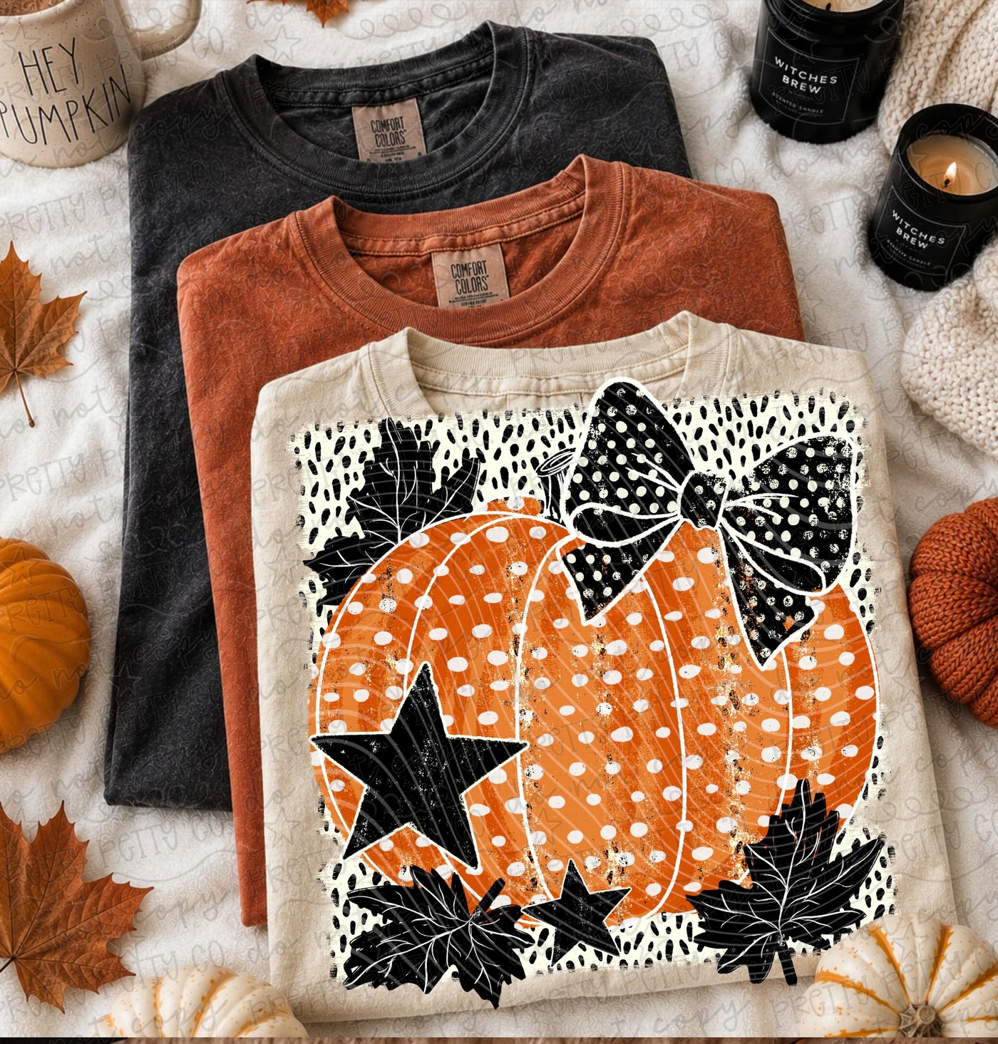 Polka Dot Pumpkin Shirt | Cute Bow Pumpkin Graphic Tee | Orange Black Fall Shirt | Trendy Halloween Pumpkin Tee