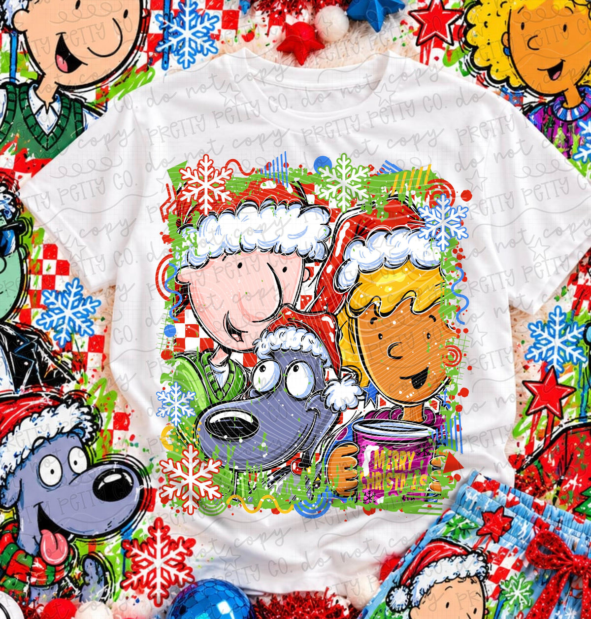 90s Nostalgic Cartoon Best Friends Christmas Graphic Tee